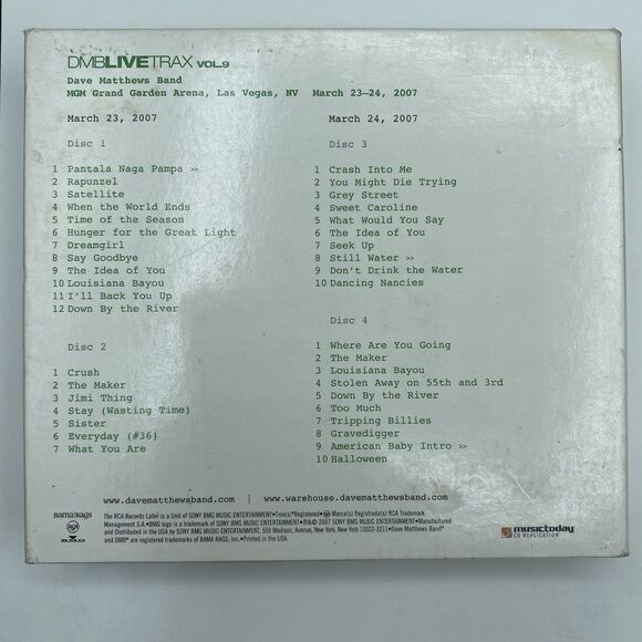 Dave Matthews Band Live Trax Volume 9 Las Vegas NV 2007 DMB 4CD USED ALT ROCK - Picture 2 of 7